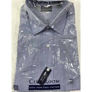 Club Room Men's Classic/Regular Fit Dress Shirt Blue Size 16.5 - 32/33 Large NEW